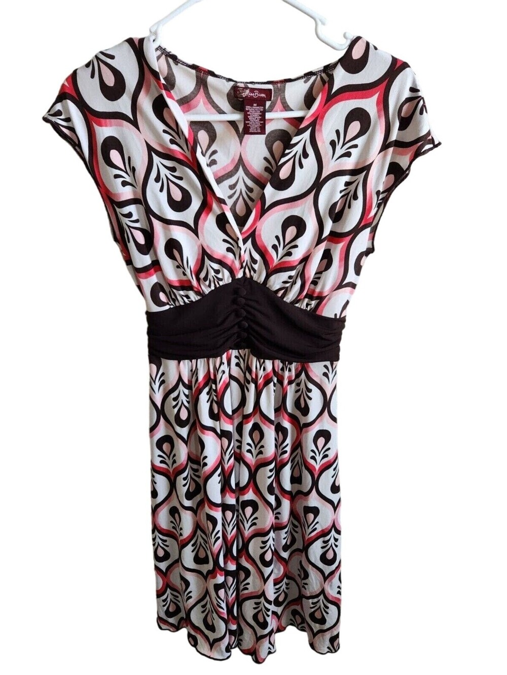 Vintage Miss Bisou Womens Sz M Knee Length Casual Dress Pink Black White